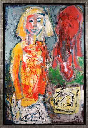 Martin van Wordragen - Olieverf op doek, Jongedame met paard - Ingelijst (Groot) verkocht voor € 350!