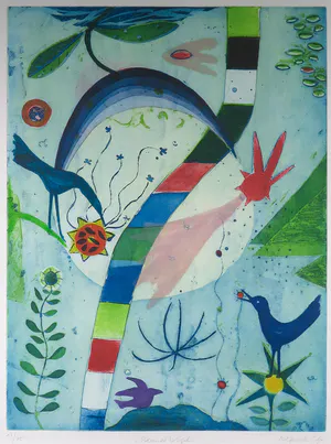 Elfriede Otto - Ets/Aquatint, Blauer Vogel - Ingelijst (Groot) kopen? Bied vanaf 35!