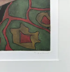 Tomoe Yokoi - Sake fles met aardbeien, mezzotint ets (mooi ingelijst) kopen? Bied vanaf 250!