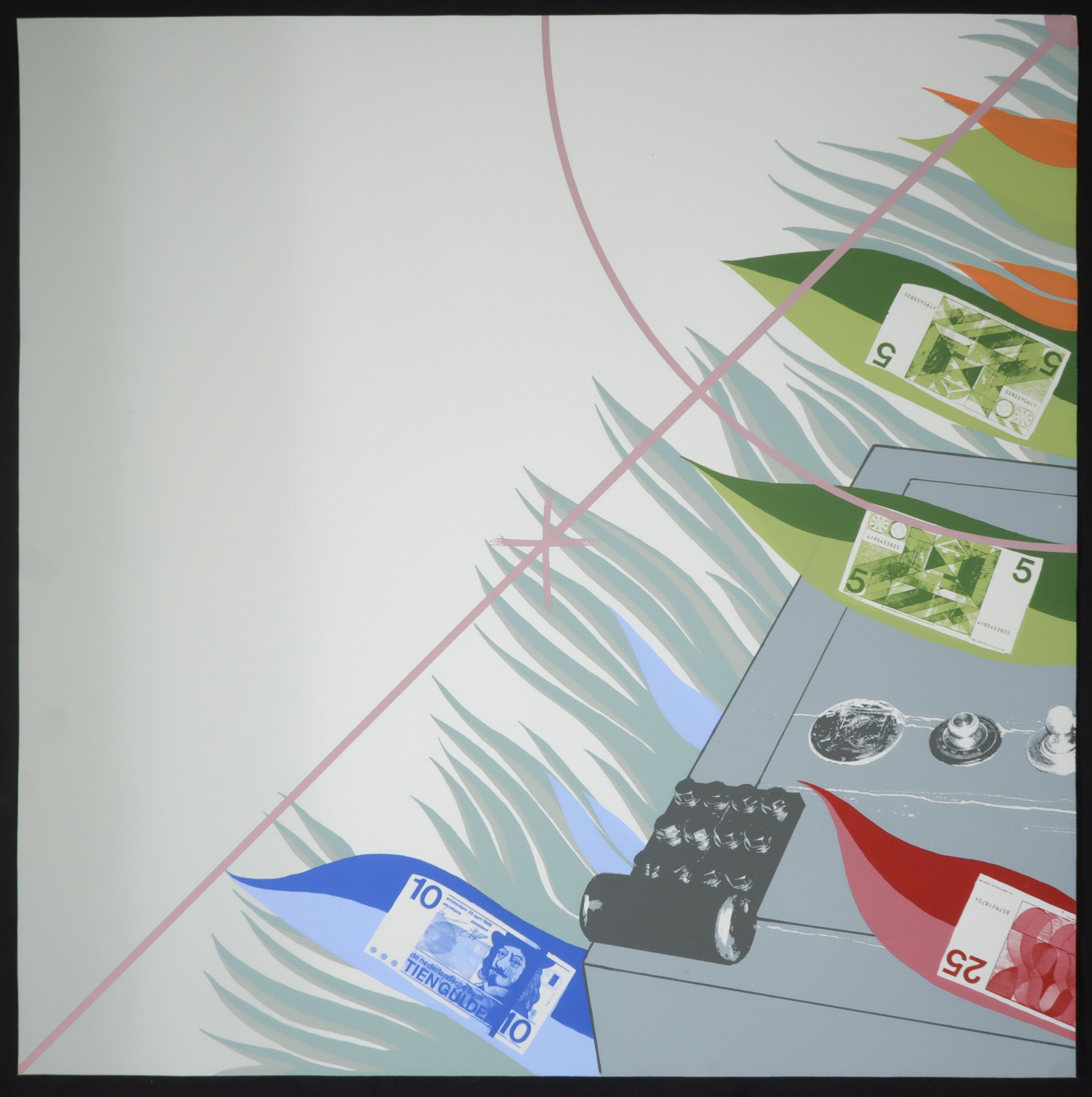 Harrie Schalken - Serie van 7 zeefdrukken, De deellijn tussen besteden en beleggen kopen? Bied vanaf 20!