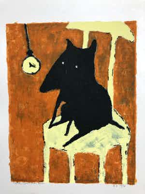 Peter Bastiaanssen - Hondje op stoel met lamp verkocht voor € 45!