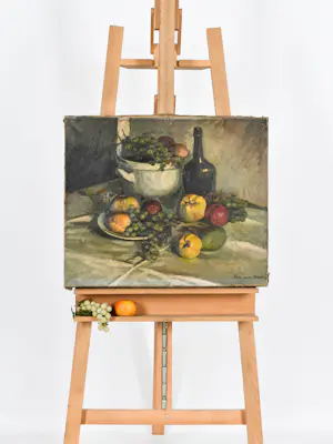 Kees van den Berg - Nature morte avec des fruits et un bouteille de vin kopen? Bied vanaf 350!