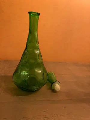 Empoli Glas - Vintage dimpled green kristallen wijnkaraf, Empoli ‘Genie’ bottle. kopen? Bied vanaf 55!