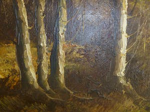 Niet of onleesbaar gesigneerd - prachtig schilderij van landschap met 2 bomen kopen? Bied vanaf 1!