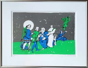 Lucebert - ' En hij opende hem de ogen' - Ingelijst 1973 verkocht voor € 195!