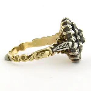 14k geel goud met zilver ring bezet met roos diamanten tot. 0.40ct – G/H – SI kopen? Bied vanaf 710!