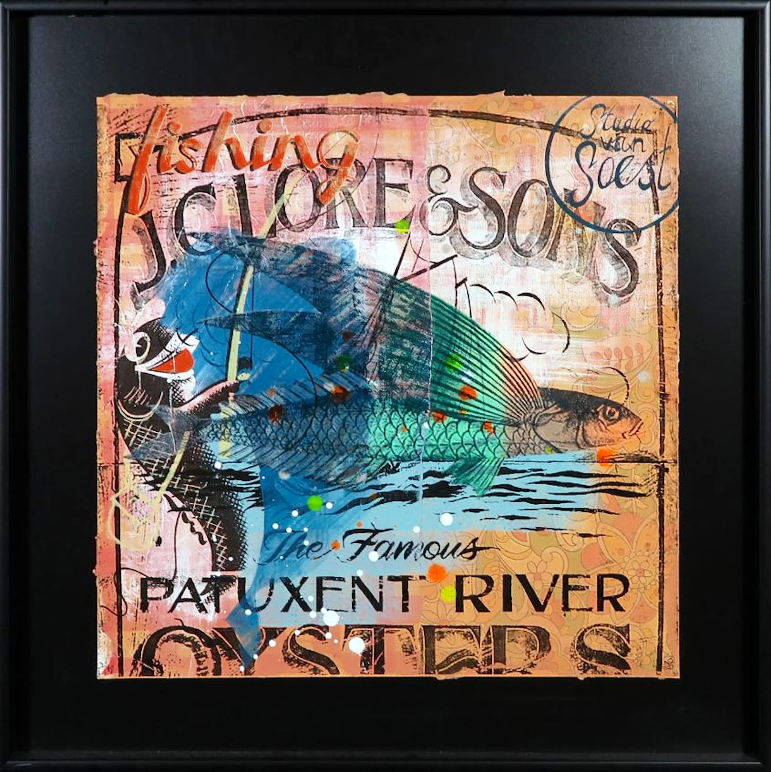 Suzanne van Soest - Gemengde techniek op papier, Flying fish - Ingelijst kopen? Bied vanaf 50!