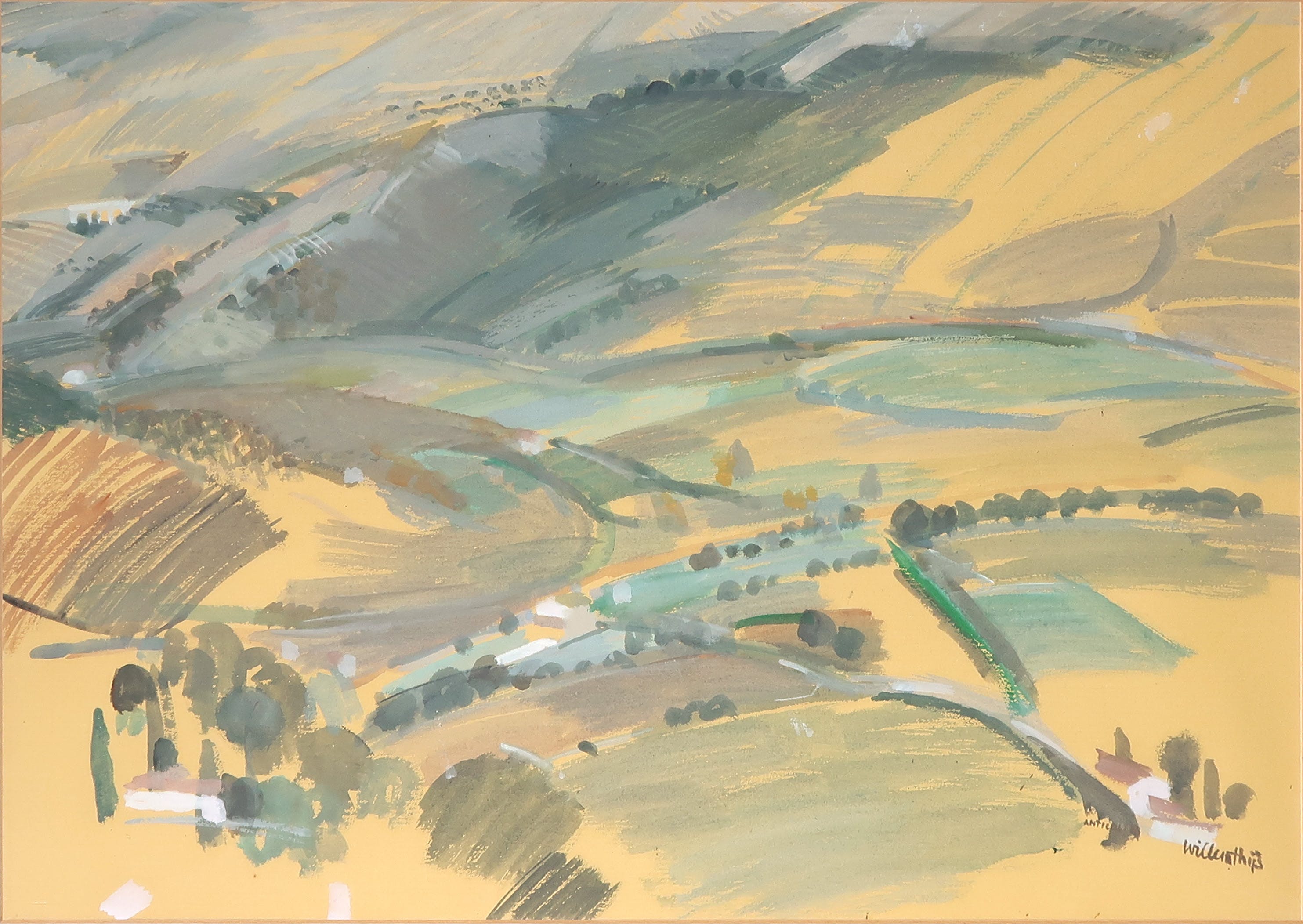 Willem Thijs - Gouache, Anticoli - Ingelijst kopen? Bied vanaf 35!