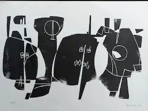 Jo van Dijk - Abstracte compositie verkocht voor € 75!
