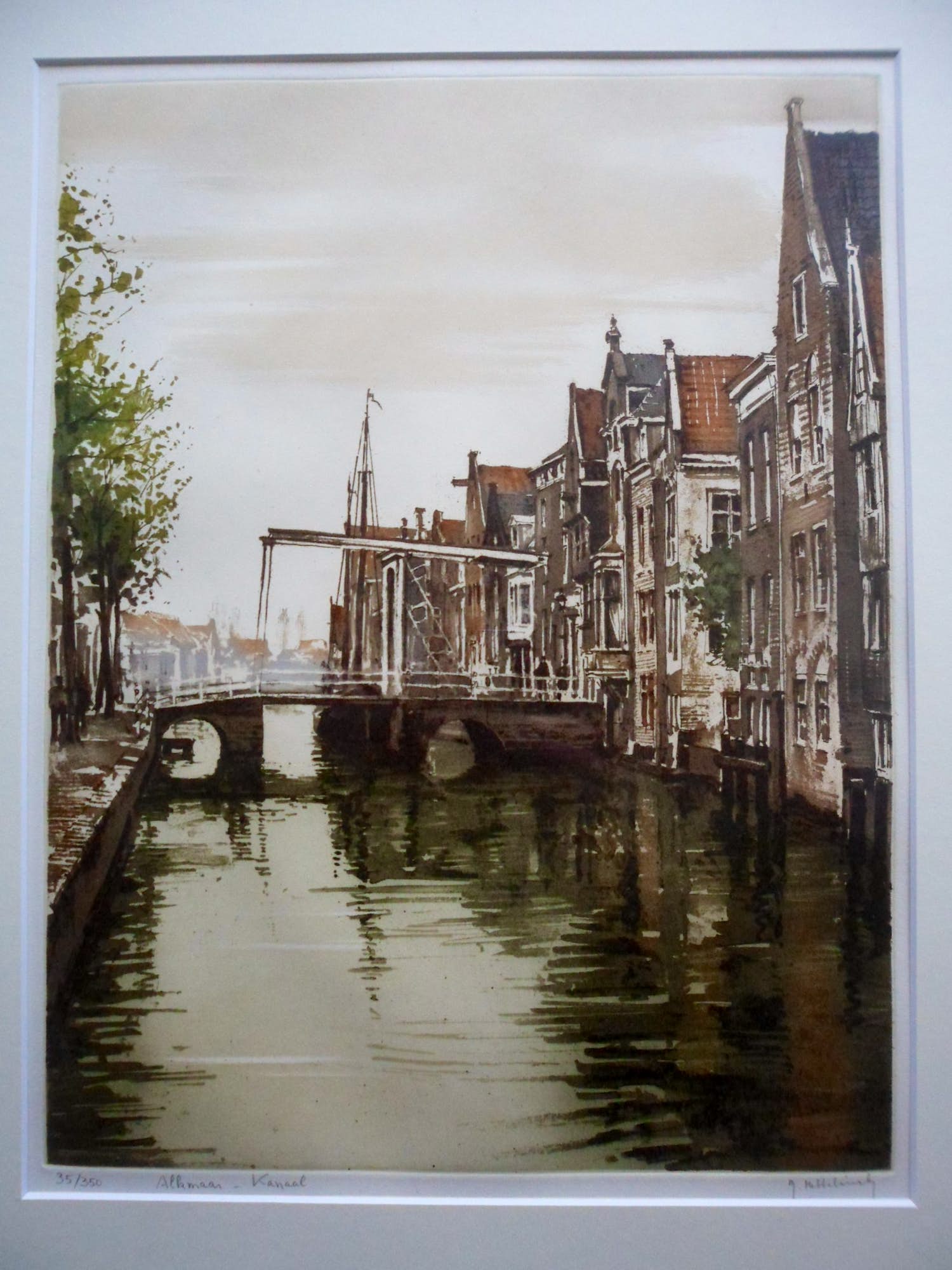 Roger Hebbelinck - Mooie kleuren ets van het Luttik Oudorp te Alkmaar. verkocht voor € 40!