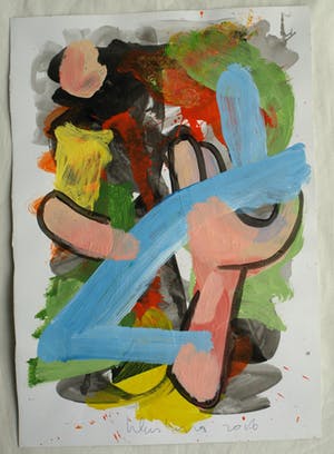 Peter Klashorst - Acrylverf op papier – Abstract 13 - 2016 kopen? Bied vanaf 35!