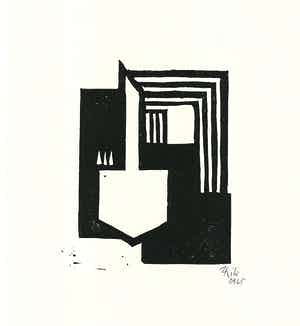 Thilo Maatsch - Houtsnede ABSTRACTE COMPOSITIE Handgesigneerd. verkocht voor € 45!