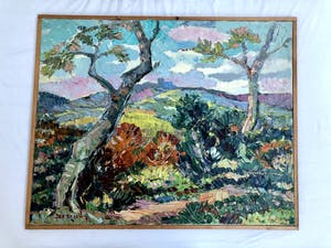 Buy Daniel Wilhelm Bekking - Landschap bij Auvergne - Olieverf op Doek, Ingelijst? Bid from 199!