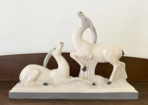 Buy Charles Lemanceau - Art Deco Keramiek Beeld - 'Gazellen'? Bid from 120!