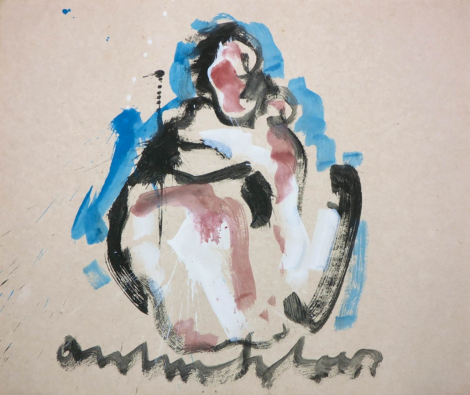 Anton Heyboer - Inkttekening op dik papier, Figuur kopen? Bied vanaf 200!