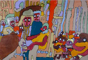 Hans Hartman - Acryl op papier, Zonder titel - Ingelijst kopen? Bied vanaf 40!