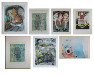 Buy Sophie Mellema - Lot van 7 werken op papier in diverse technieken - Ingelijst? Bid from 60!