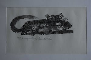 Theo Kurpershoek - litho - Kat met Vis. kopen? Bied vanaf 50!