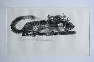 Theo Kurpershoek - litho - Kat met Vis. verkocht voor € 50!