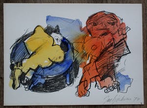 Jan Sierhuis - met de hand ingekleurde litho (aquarel) - 1974 kopen? Bied vanaf 55!