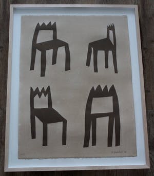 Klaas Gubbels - ingelijste zeefdruk: Stoelen - 2006 (Prachtige lijst) kopen? Bied vanaf 1!
