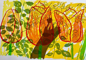 Madeleine Metsaars - Abstract Lente Tulpenveld , gesigneerd,e.a. 22/35 kopen? Bied vanaf 65!