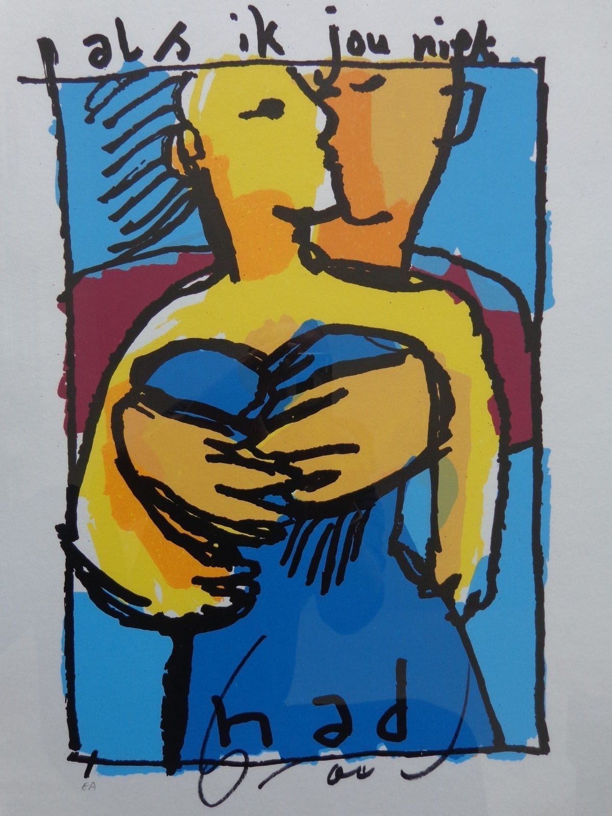 Herman Brood - FIGURATIE / KLEURZEEFDRUK / 64x53cm / KADER / SIG / CERTIFICAAT kopen? Bied vanaf 235!