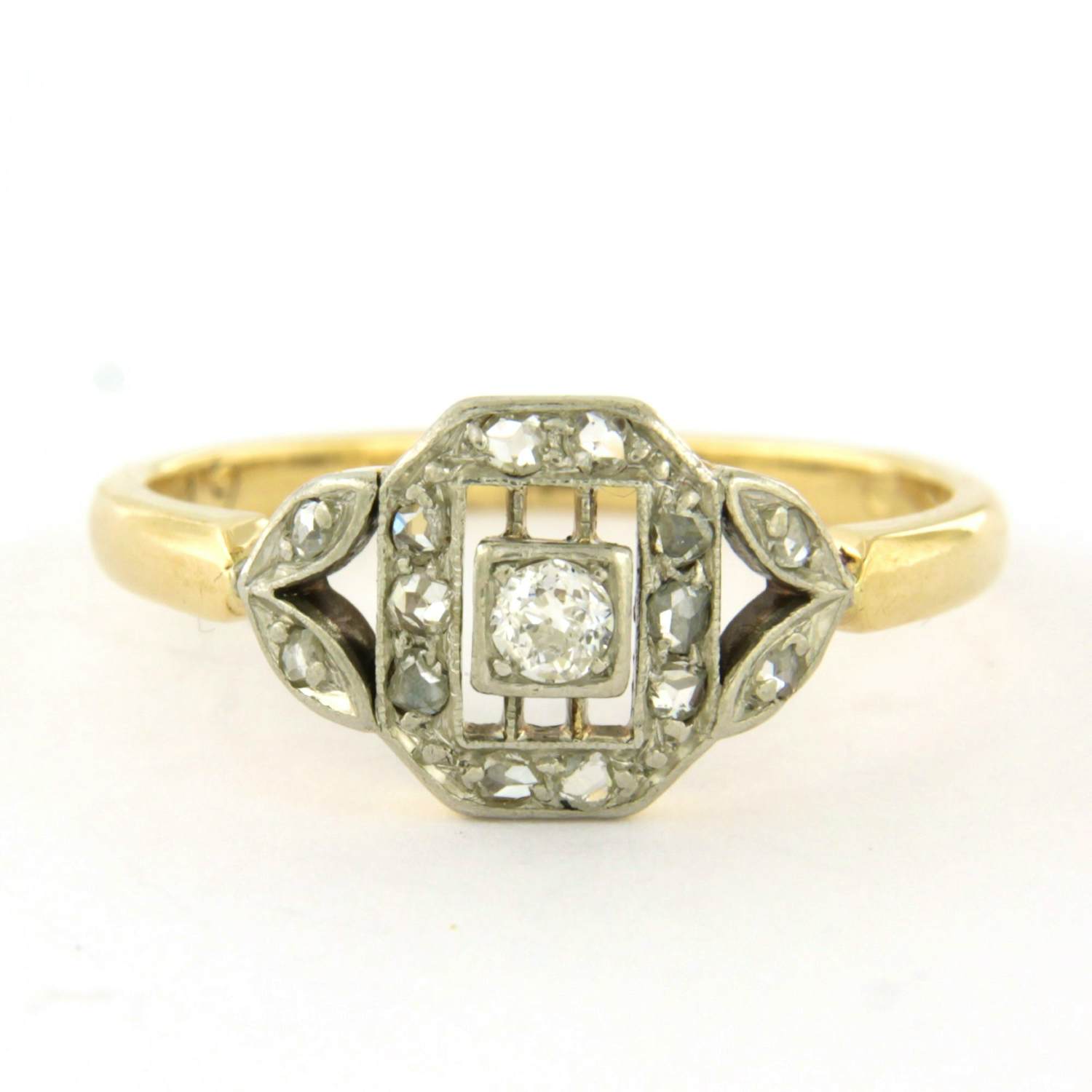 14k bicolour gouden ring bezet met roos geslepen diamant tot. 0.20ct kopen? Bied vanaf 360!