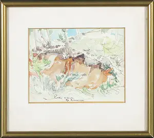 Jan Miechels - Lot van 6 kleine werken op papier (ingelijst) kopen? Bied vanaf 1!