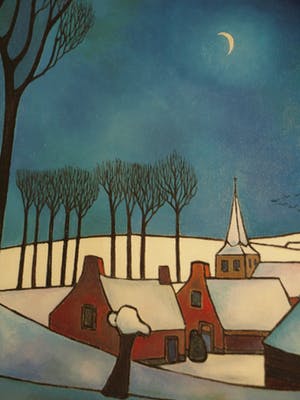 Toon Tieland - Handgesigneerde prent , “Wintergezicht” - ingelijst – ca 1990 kopen? Bied vanaf 10!