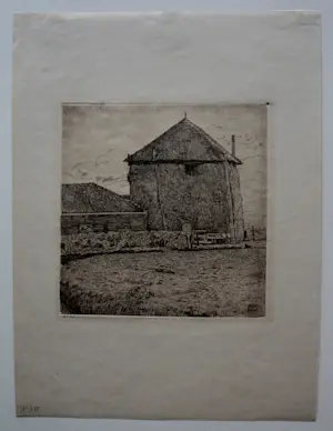 Pieter Dupont - Ets: "Hooiberg met boerderij" - 1895 kopen? Bied vanaf 60!