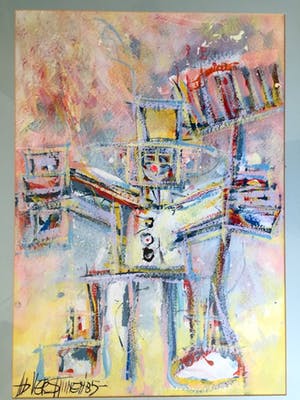 Ad Verstijnen - "Robot" - Acryl op papier, Ingelijst kopen? Bied vanaf 90!