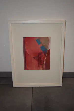 Ruud van der Beele - Gemengde techniek op papier - (Rood) Zonder titel - Ingelijst kopen? Bied vanaf 35!