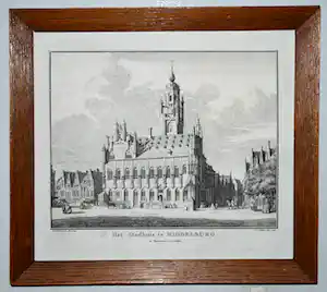 Jan Caspar Philips - Het stadhuis te Middelburg - gravure uit 1746 - verkauft für € 10!