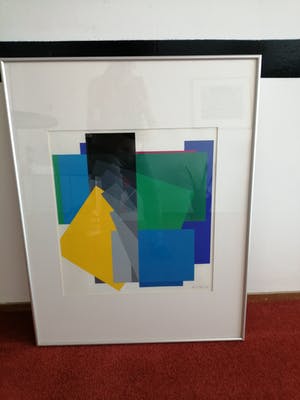 Henk van Trigt - prachtig acryl werk uit 1990 ,geometrisch abtracht uit 1990 puntgaaf kopen? Bied vanaf 75!