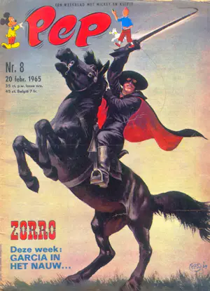 Peter Klashorst - Acrylverf op doek , Zorro, cover van ‘Pep’ nr. 8 , 1965 – 115 x 105 cm kopen? Bied vanaf 400!