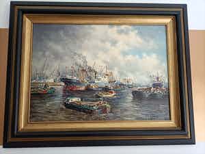 Niet of onleesbaar gesigneerd - Diverse Haven gezichten Rotterdam verkocht voor € 1!