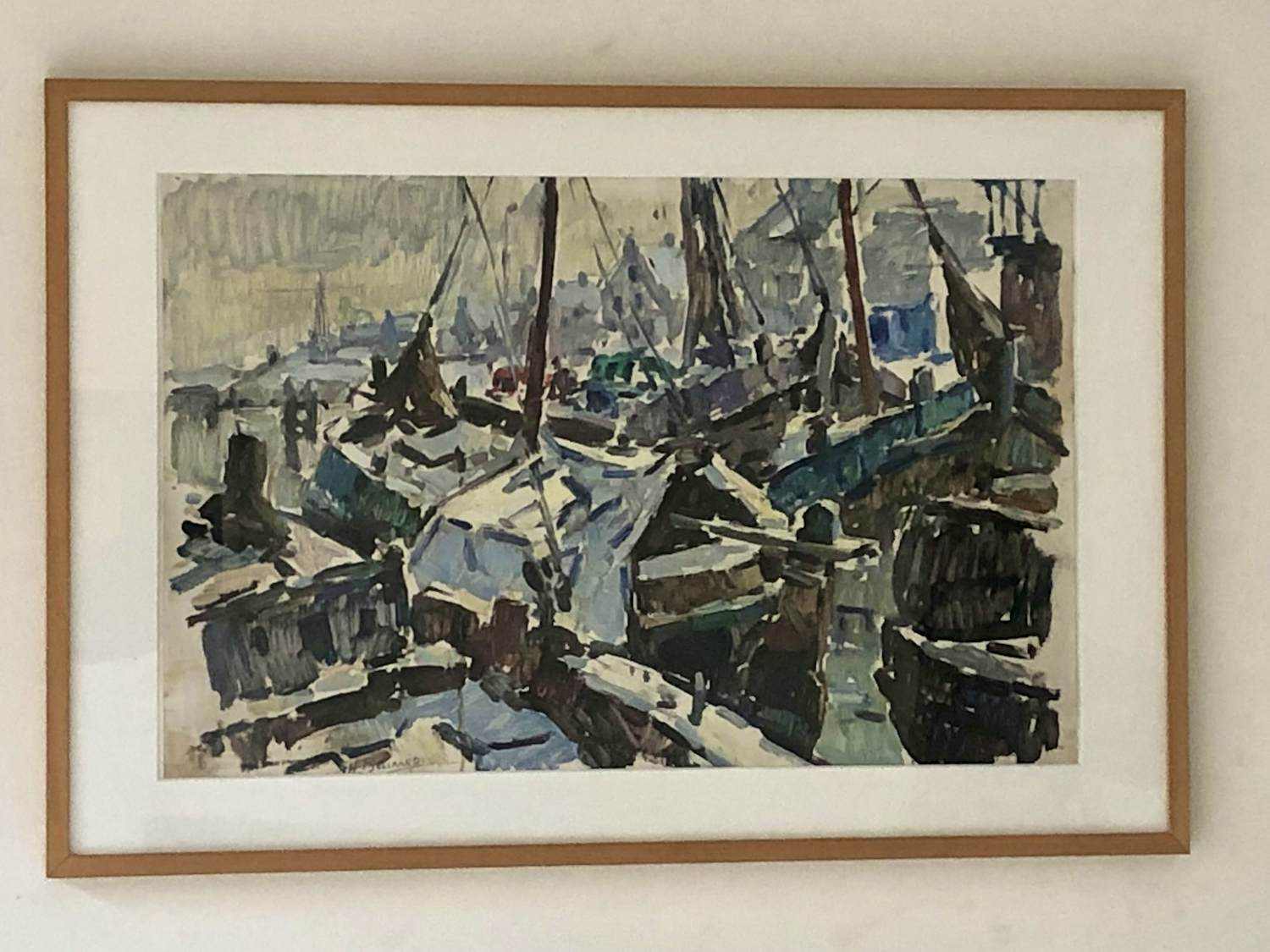 Henk Bellaard - Havengezicht met Skûtsjes verkocht voor € 100!