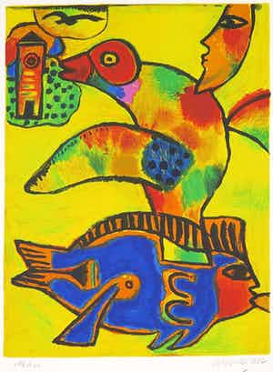 Corneille - Zeefdruk, La plague jaune verkocht voor € 130!