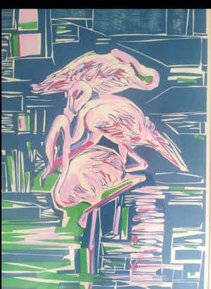 Paul Maas - Roze flamingo's verkocht voor € 65!