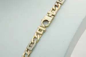 22 - Fors  14 krt bicolor gouden Fantasie collier - platte schakel - 60cm lang kopen? Bied vanaf 1800!