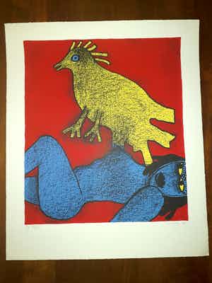 Corneille - Nu Blue et Oiseau Jaune verkocht voor € 215!