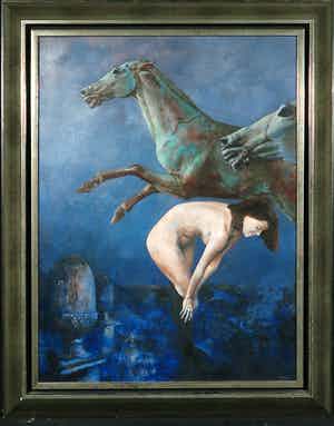 Clary Mastenbroek - Arcyl op paneel, Zonder titel, Ingelijst verkocht voor € 500!