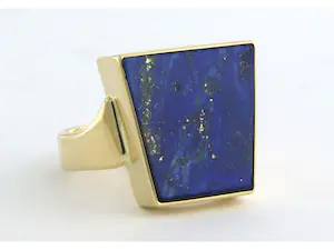 18k geel gouden ring bezet met lapis lazuli - ringmaat 18,5(58) kopen? Bied vanaf 550!