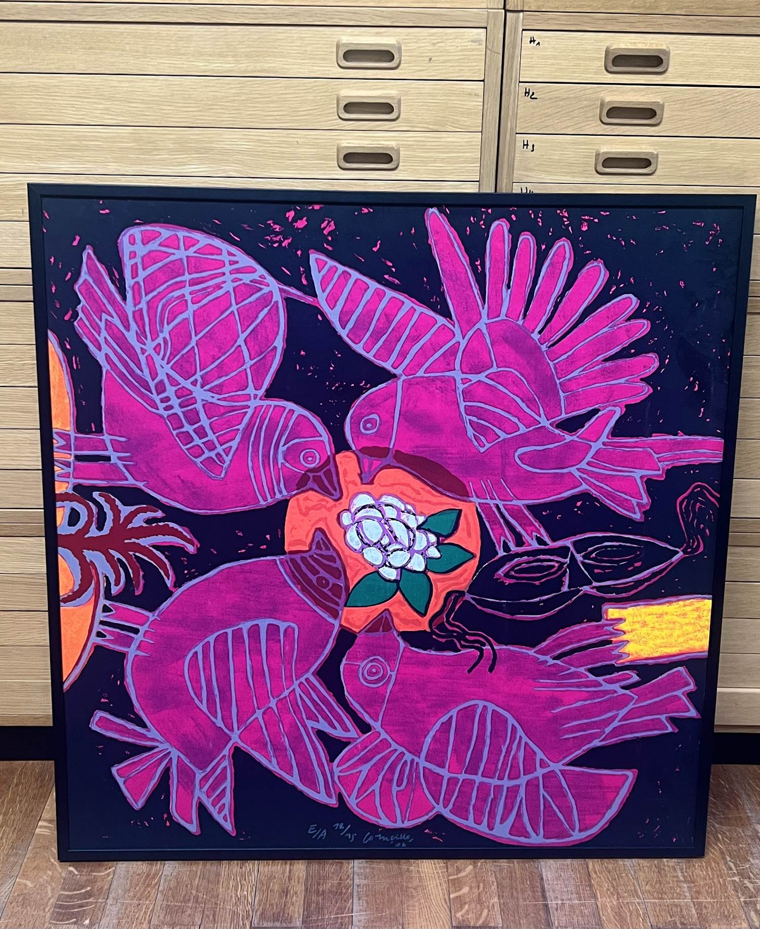 AcheterCorneille - Zeefdruk op canvas gesigneerd en ingelijst Traviata? Enchérissez de 1500!