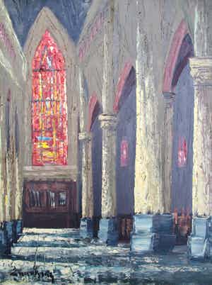 Wilhelmus Enneking - Kerkinterieur verkocht voor € 45!