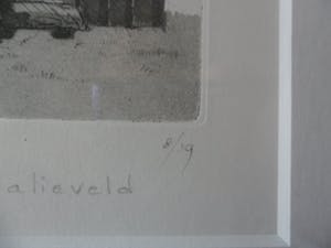 Wim Bettenhausen - Ingekleurde ets in preegdruk. Titel, "kermis aan het Malieveld". kopen? Bied vanaf 70!
