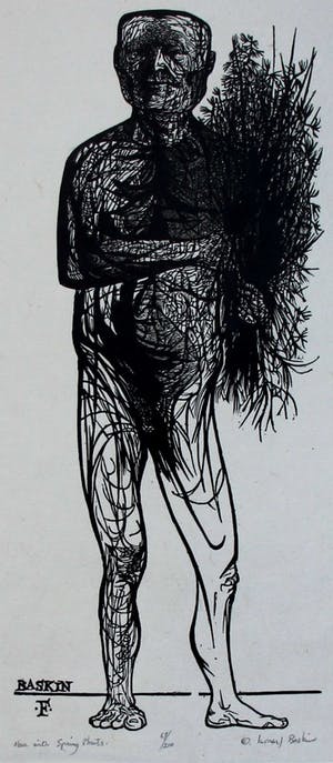 Leonard Baskin - Houtgravure: Man with spring plants kopen? Bied vanaf 110!