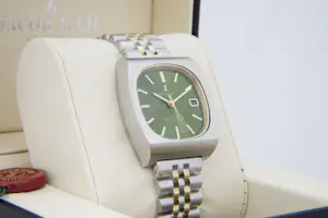 82- Vintage Jacob Zech "TV-model" polshorloge - Green sunray dial - Automaat kopen? Bied vanaf 285!