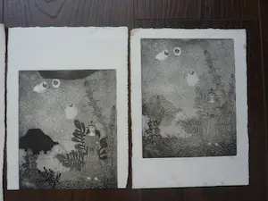 Margriet Snel - 7 etsen met figuren in landschappen kopen? Bied vanaf 50!